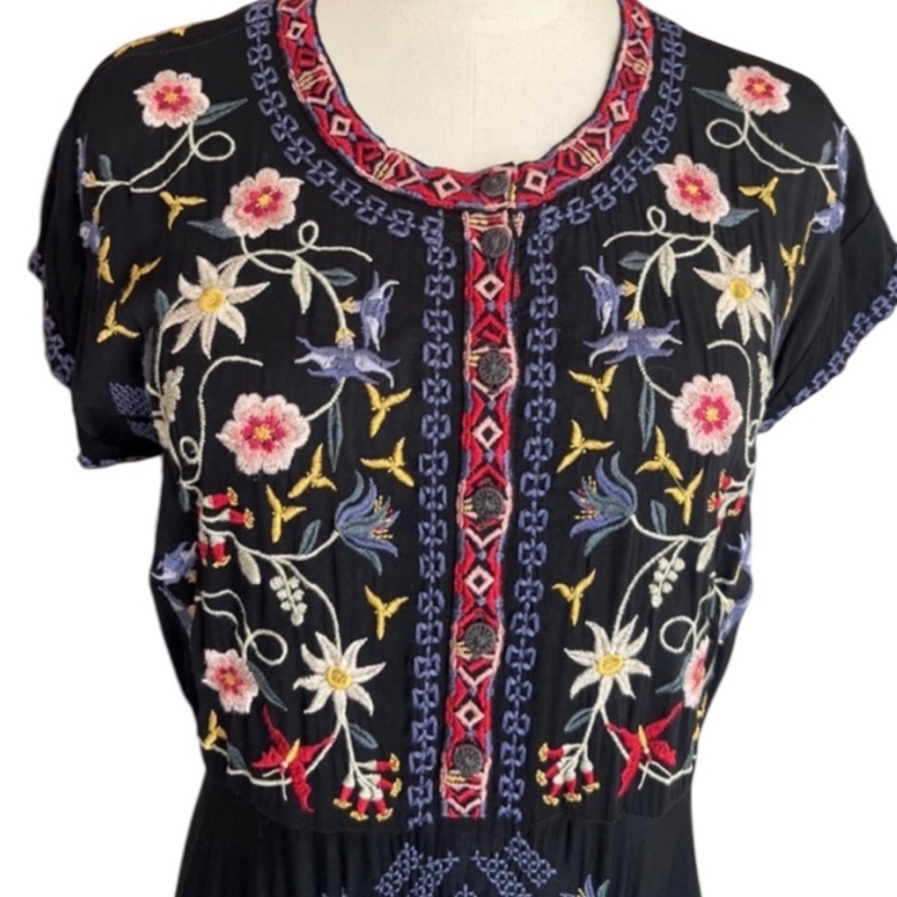 Johnny Was Mariposa heavily embroidered button down Challis Maxi dress - Picture 5 of 13